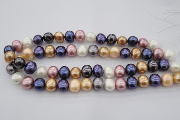 CSB696 15.5 inches 13*15mm oval mixed color shell pearl beads