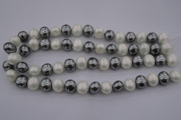 CSB697 15.5 inches 13*15mm oval mixed color shell pearl beads