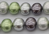 CSB698 15.5 inches 13*15mm oval mixed color shell pearl beads