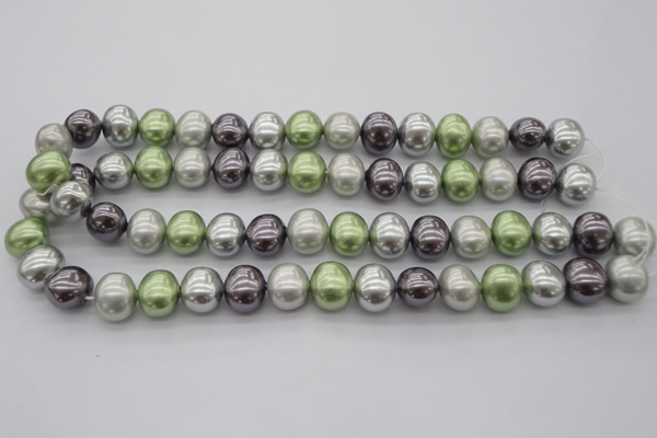 CSB698 15.5 inches 13*15mm oval mixed color shell pearl beads