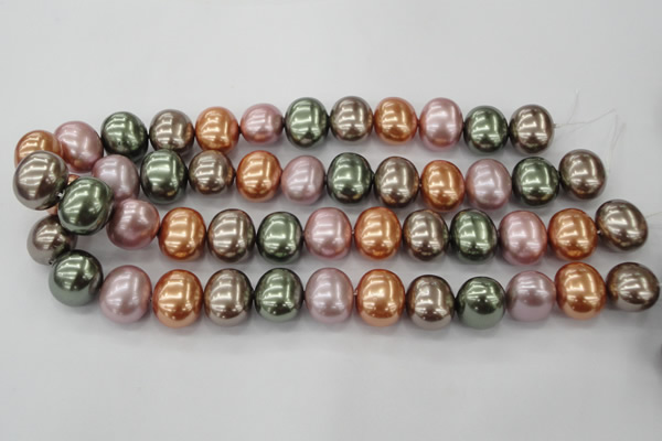 CSB716 15.5 inches 16*19mm oval mixed color shell pearl beads