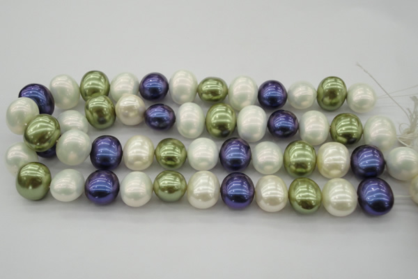 CSB717 15.5 inches 16*19mm oval mixed color shell pearl beads