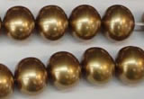 CSB805 15.5 inches 13*15mm oval shell pearl beads wholesale