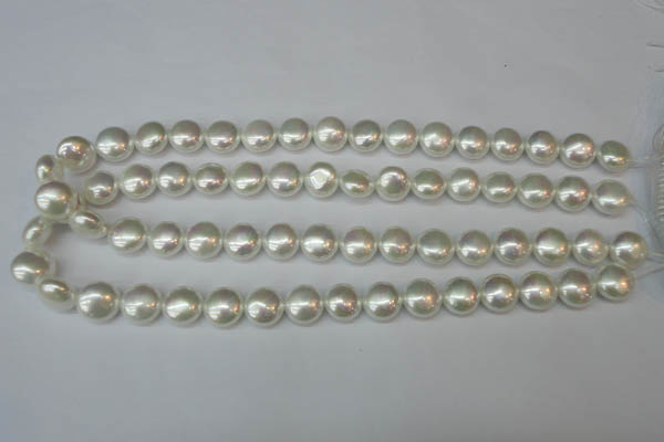 CSB940 15.5 inches 12mm flat round shell pearl beads wholesale