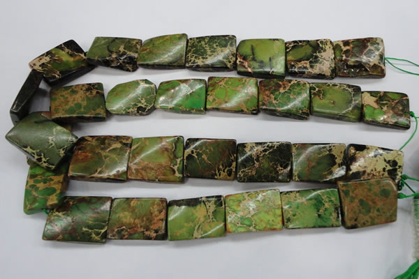 CSE142 18*25mm twisted rectangle dyed natural sea sediment jasper beads