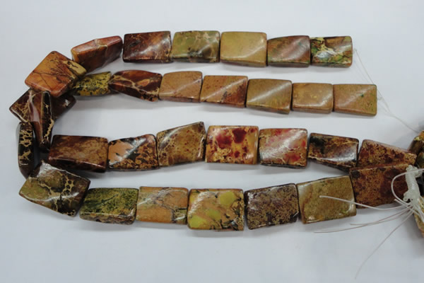 CSE148 18*25mm twisted rectangle dyed natural sea sediment jasper beads