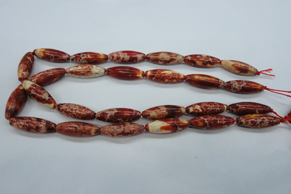 CSE208 15.5 inches 10*30mm rice dyed natural sea sediment jasper beads