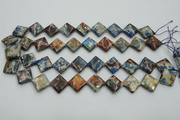 CSE54 15.5 inches 16*16mm diamond dyed natural sea sediment jasper beads