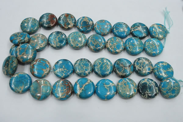 CSE65 15.5 inches 25mm flat round dyed natural sea sediment jasper beads