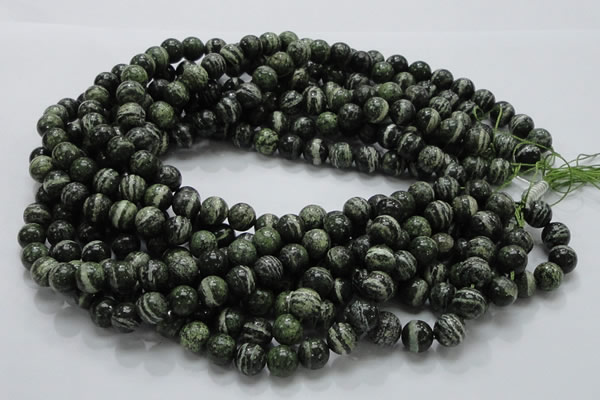 CSJ04 15.5 inches 10mm round green silver line jasper beads wholesale