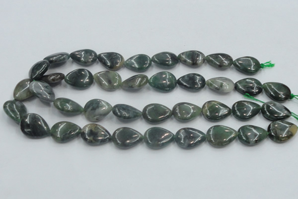 CSJ203 15.5 inches 15*20mm flat teardrop serpentine jade gemstone beads