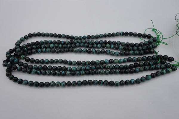 CSJ210 15.5 inches 6mm round dyed green silver line jasper beads