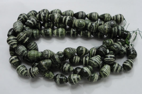 CSJ23 15.5 inches 15*20mm teardrop green silver line jasper beads