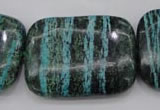 CSJ248 15.5 inches 30*40mm rectangle dyed green silver line jasper beads