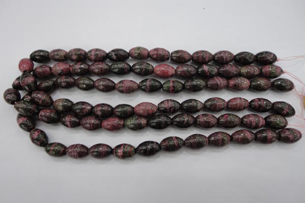 CSJ271 15.5 inches 10*14mm rice dyed green silver line jasper beads