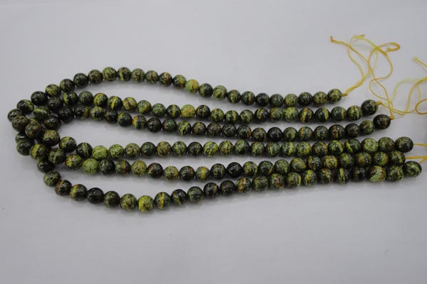CSJ292 15.5 inches 8mm round dyed green silver line jasper beads