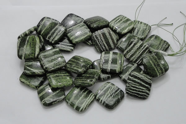 CSJ33 15.5 inches 30*30mm diamond green silver line jasper beads