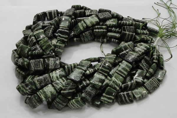 CSJ37 15.5 inches 13*18mm rectangle green silver line jasper beads