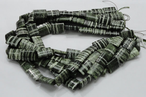 CSJ61 15.5 inches 16*20mm rectangle green silver line jasper beads