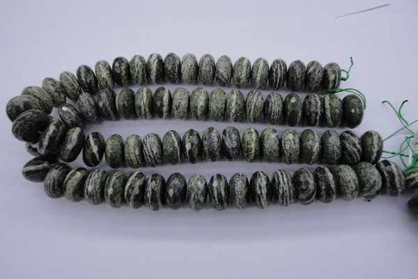 CSJ93 15.5 inches 10*20mm faceted rondelle green silver line jasper beads