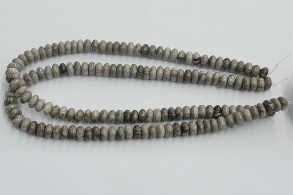 CSL02 15.5 inches 5*10mm rondelle silver leaf jasper beads wholesale