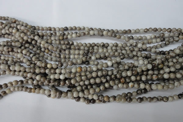 CSL10 15.5 inches 4mm round silver leaf jasper beads wholesale
