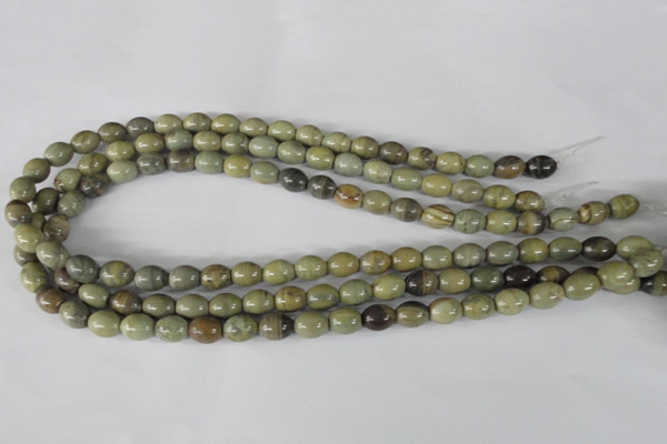 CSL103 15.5 inches 8*10mm rice silver leaf jasper beads wholesale