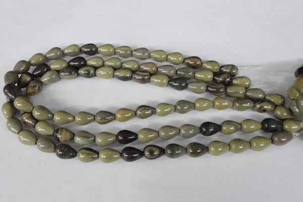 CSL104 15.5 inches 10*14mm teardrop silver leaf jasper beads wholesale
