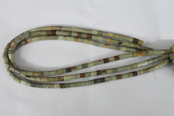 CSL111 15.5 inches 6*6mm column silver leaf jasper beads wholesale