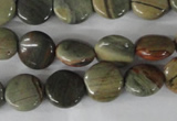 CSL115 15.5 inches 12mm flat round silver leaf jasper beads wholesale