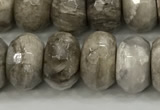 CSL133 15.5 inches 6*10mm faceted rondelle sliver leaf jasper beads