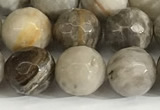 CSL159 15.5 inches 10mm faceted 

round sliver leaf jasper beads