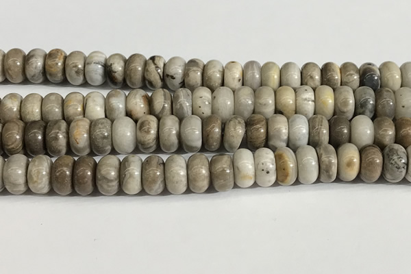 CSL164 15.5 inches 6*10mm 

rondelle sliver leaf jasper beads wholesale