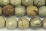 CSL171 15 inches 6mm faceted round silver leaf jasper gemstone beads