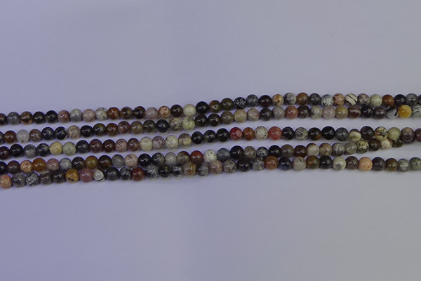 CSL210 15.5 inches 4mm round black silver leaf jasper beads
