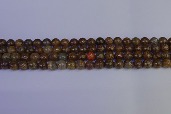 CSL222 15.5 inches 8mm round gold leaf jasper beads wholesale