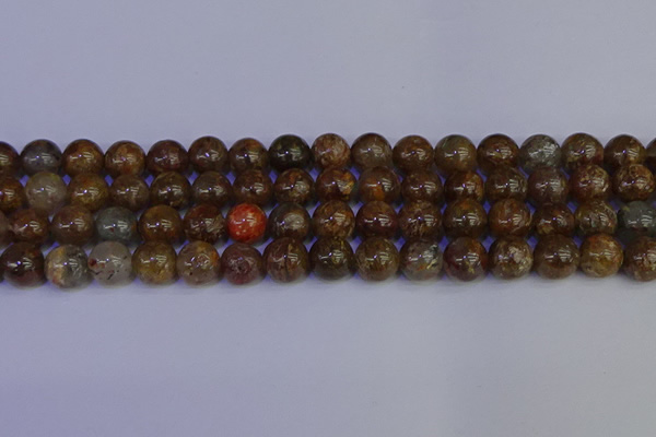 CSL224 15.5 inches 12mm round gold leaf jasper beads wholesale