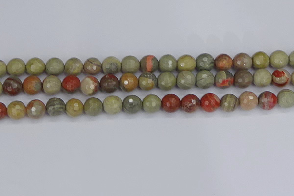 CSL233 15.5 inches 10mm faceted round silver leaf jasper beads