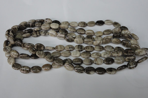 CSL41 15.5 inches 10*14mm oval silver leaf jasper beads wholesale