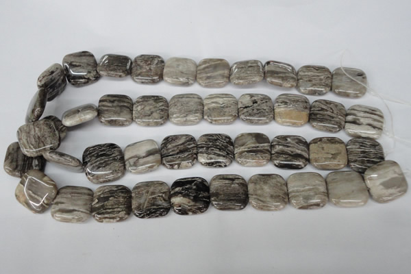 CSL55 15.5 inches 20*20mm square silver leaf jasper beads wholesale