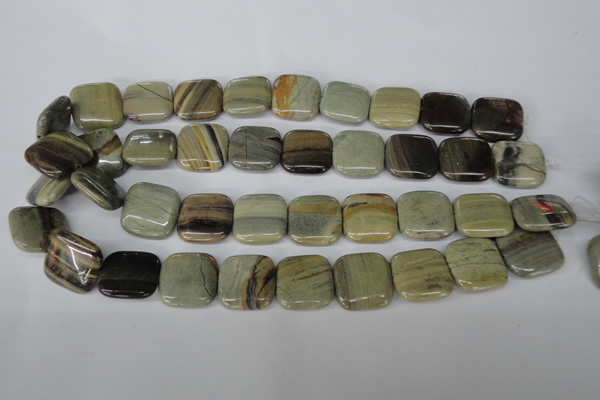 CSL60 15.5 inches 20*20mm square silver leaf jasper beads wholesale