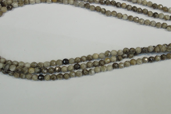 CSL90 15.5 inches 4mm faceted round silver leaf jasper beads wholesale