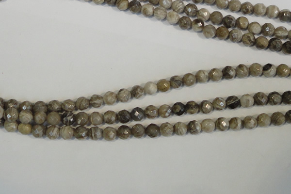 CSL91 15.5 inches 6mm faceted round silver leaf jasper beads wholesale