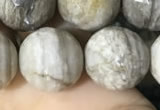 CSL96 15.5 inches 14mm faceted round sliver leaf jasper beads