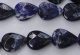 CSO385 15.5 inches 13*17mm faceted flat teardrop natural sodalite beads
