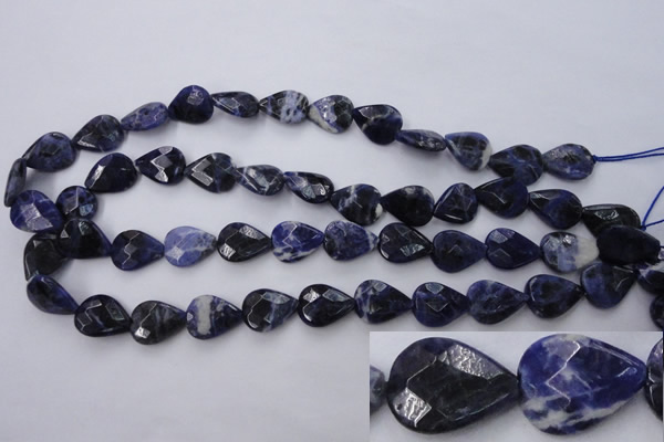 CSO385 15.5 inches 13*17mm faceted flat teardrop natural sodalite beads