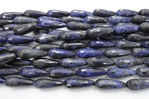 CSO39 15.5 inches 10*30mm faceted teardrop sodalite gemstone beads