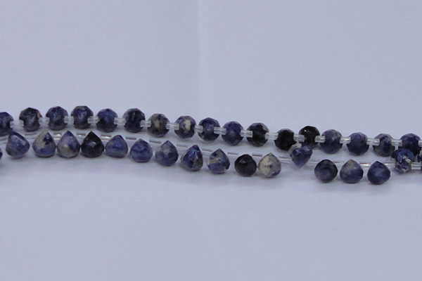 CSO450 Top drilled 7*7mm faceted teardrop sodalite gemstone beads