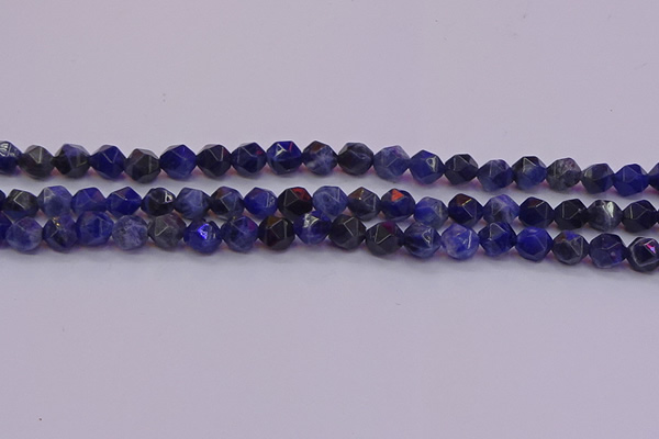 CSO552 15.5 inches 8mm faceted nuggets sodalite gemstone beads
