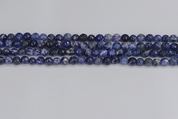 CSO559 15.5 inches 6mm faceted round sodalite gemstone beads